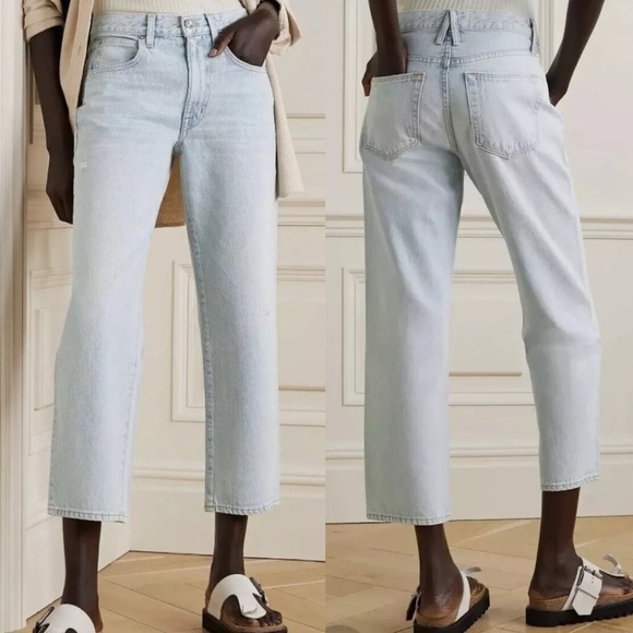 SLVRLAKE Denim Sophie Crop Straight Leg Jeans In Love Song Pale Blue Size 27